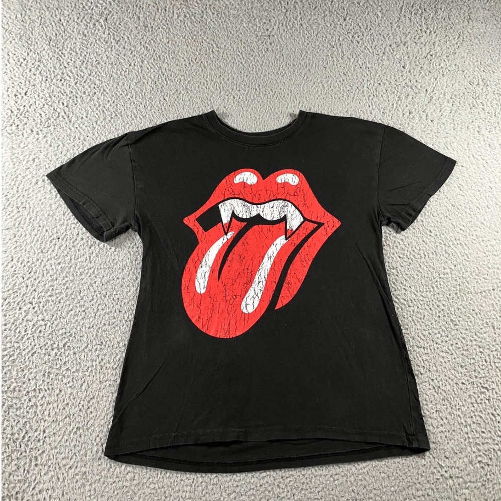The Rolling Stones Graphic T-Shirt‎ Women S Black Vampire Fangs Distressed Rock